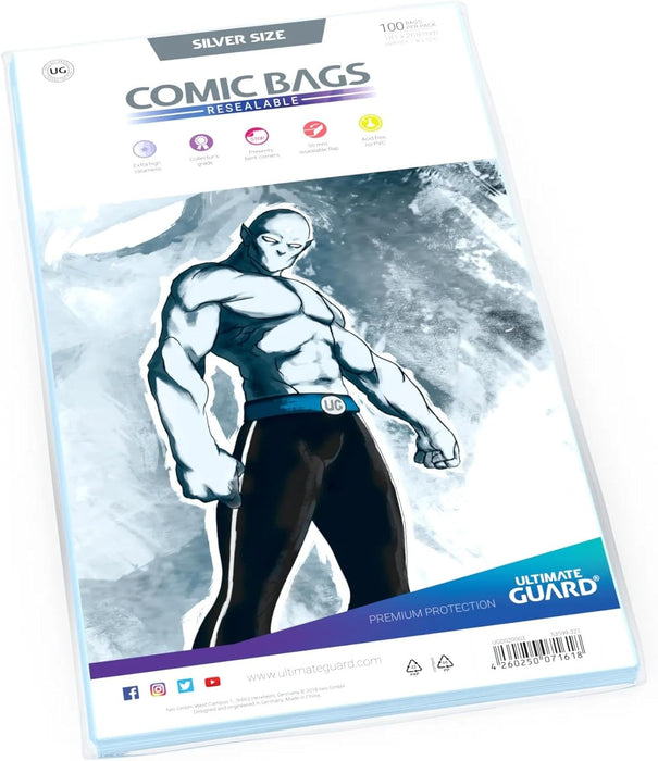 Comic Bags Resealable (Silver Size, Pack of 100