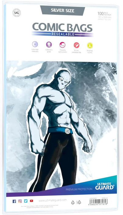 Comic Bags Resealable (Silver Size, Pack of 100