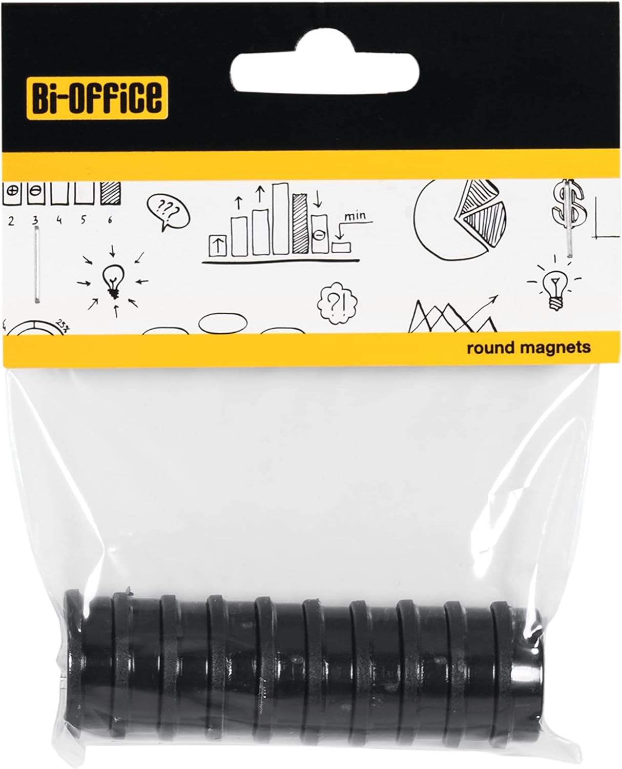 Bi-Office - Imanes para Pizarra, 20 mm, Negro, Paquete de 10