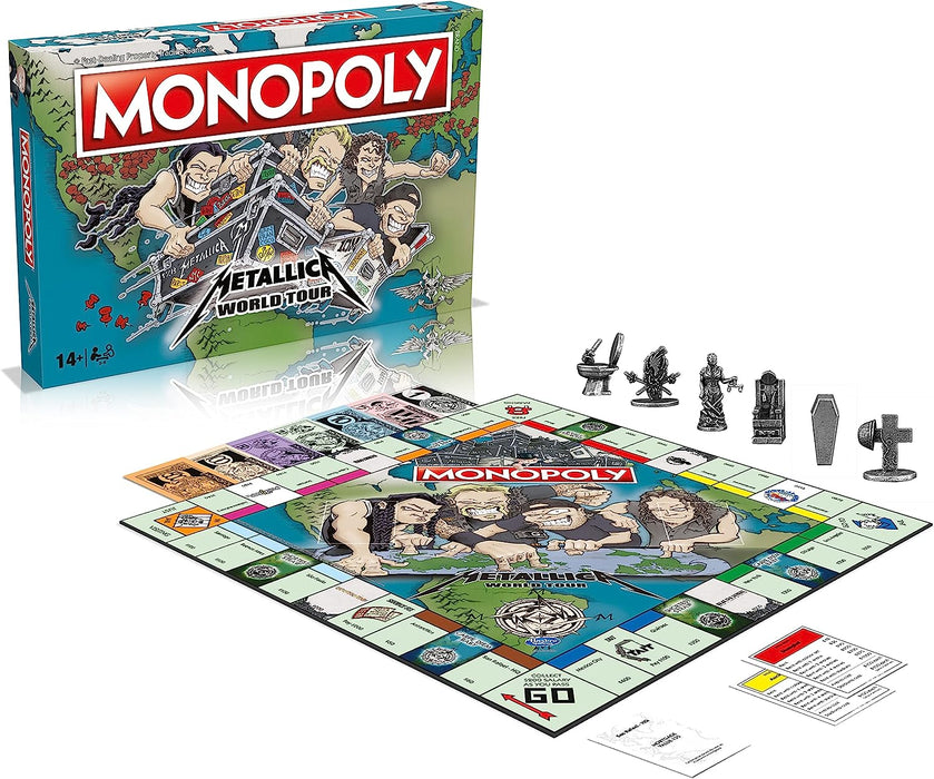 Winning Moves Metallica World Tour Monopoly Board Game, Tour Around The Globe Including Sao Paolo, Chicago and Quebec, Buy Properties with Metallic-Bucks, Makes a Great Gift for Ages 14 Plus