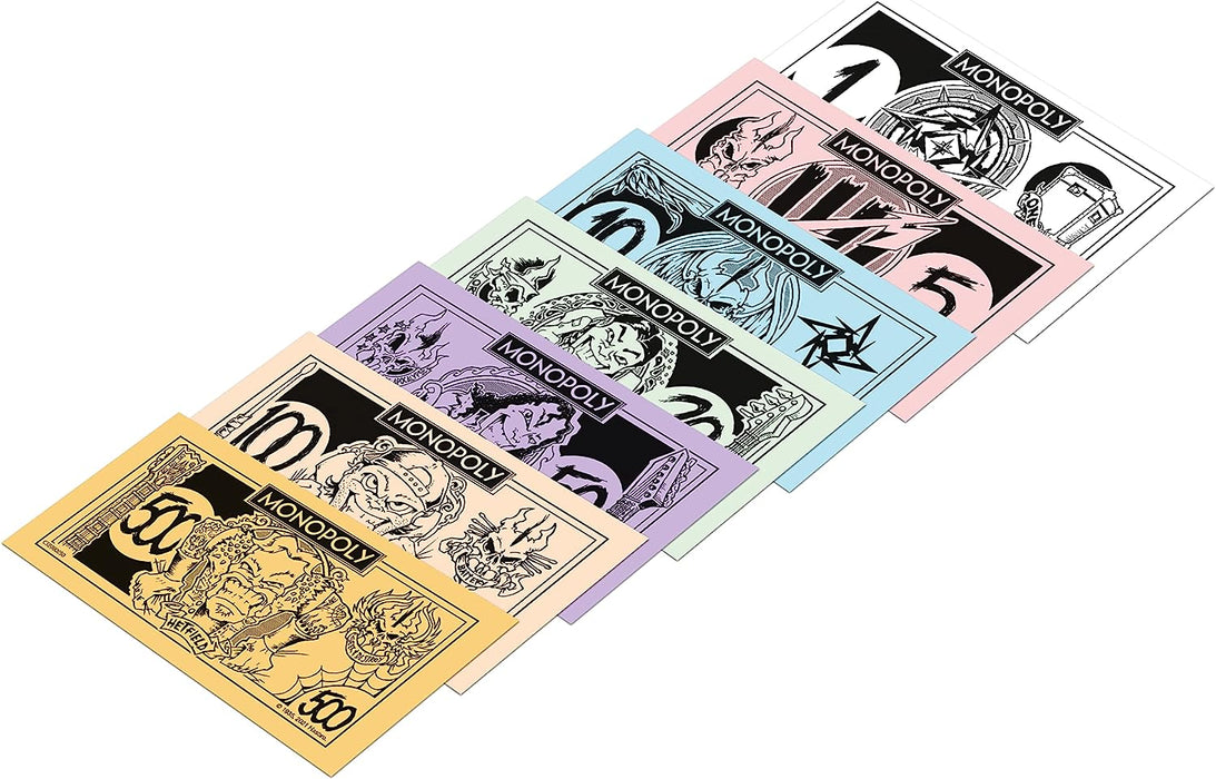 Winning Moves Metallica World Tour Monopoly Board Game, Tour Around The Globe Including Sao Paolo, Chicago and Quebec, Buy Properties with Metallic-Bucks, Makes a Great Gift for Ages 14 Plus