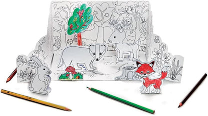Clockwork Soldier Paper Craft Pop Up Woodland colour in Play Scene Children Activity set