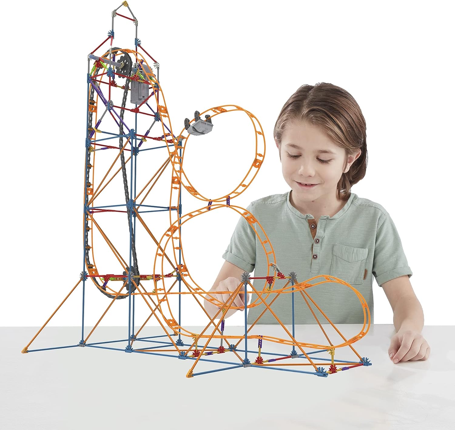 K'NEX Amazin' 8 Coaster Colourful Construction Set for Boys and Girls, 448 Piece Kids Building Set for Children Ages 7+ Basic Fun 80216 Single
