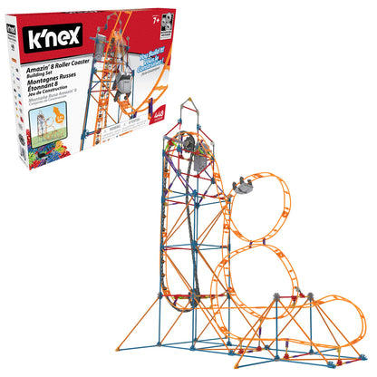 K'NEX Amazin' 8 Coaster Colourful Construction Set for Boys and Girls, 448 Piece Kids Building Set for Children Ages 7+ Basic Fun 80216 Single