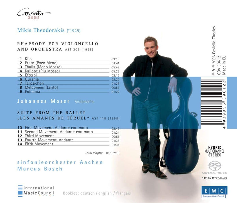 Mikis Theodorakis: Rhapsodie für Violoncello und Orchester / Johannes Moser: Suite aus 'Les amants de Téruel'