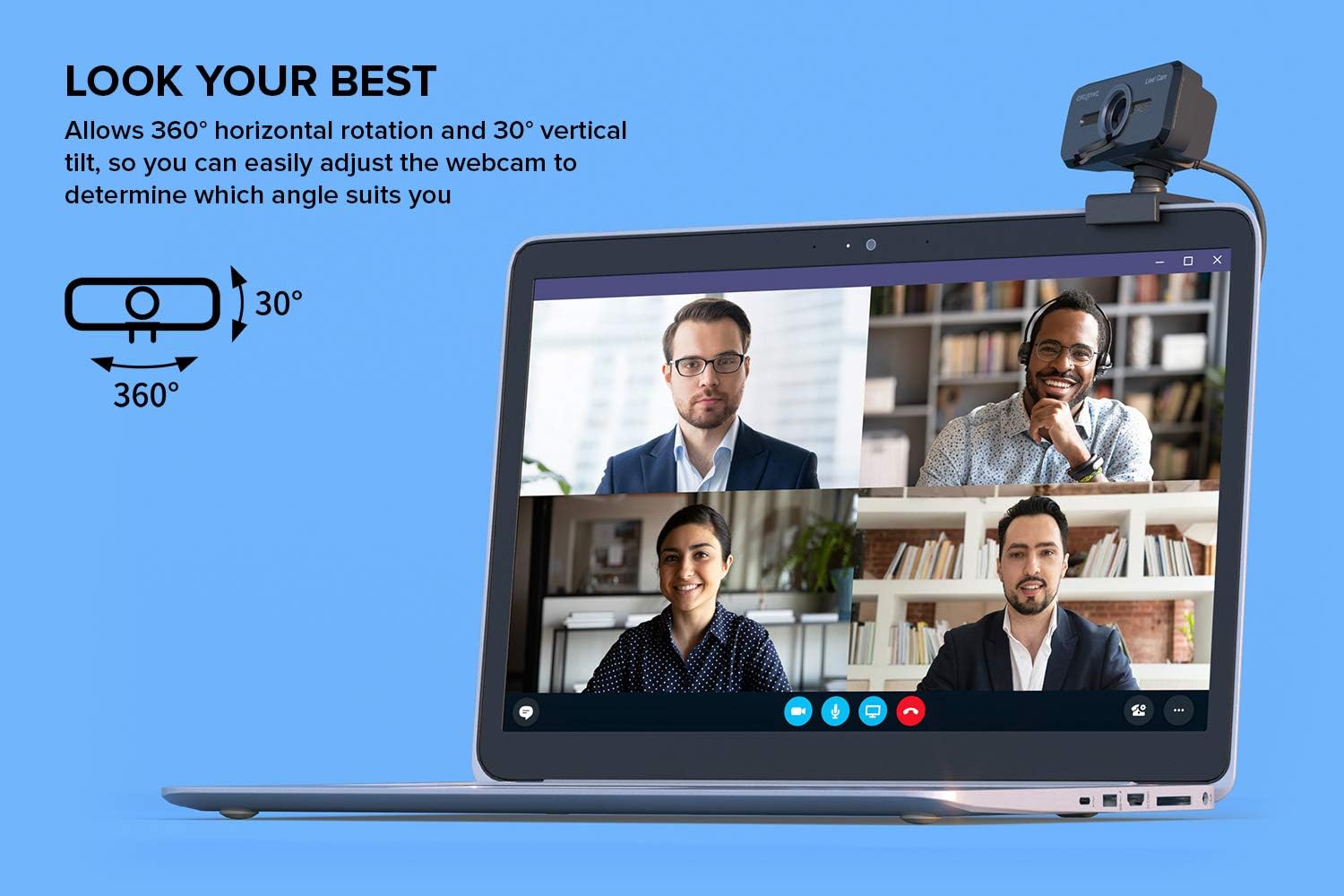 CREATIVE Live! Cam Sync 1080p V2 Full HD Wide Angle USB Webcam with Automatic Mute and Noise Cancelling for Video Calls & Amazon Basics Lightweight Mini Tripod