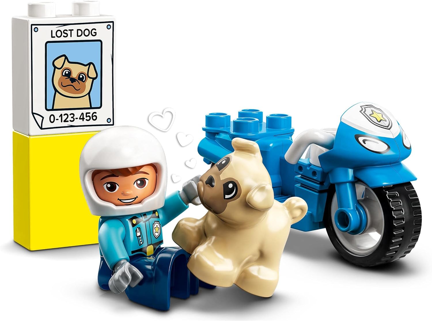 LEGO 10967 DUPLO Town Rescue Police Motorcycle Toy for Toddlers, Boys & Girls 2 Plus Years Old, with Police Officer and Dog Figure, Early Development Toys