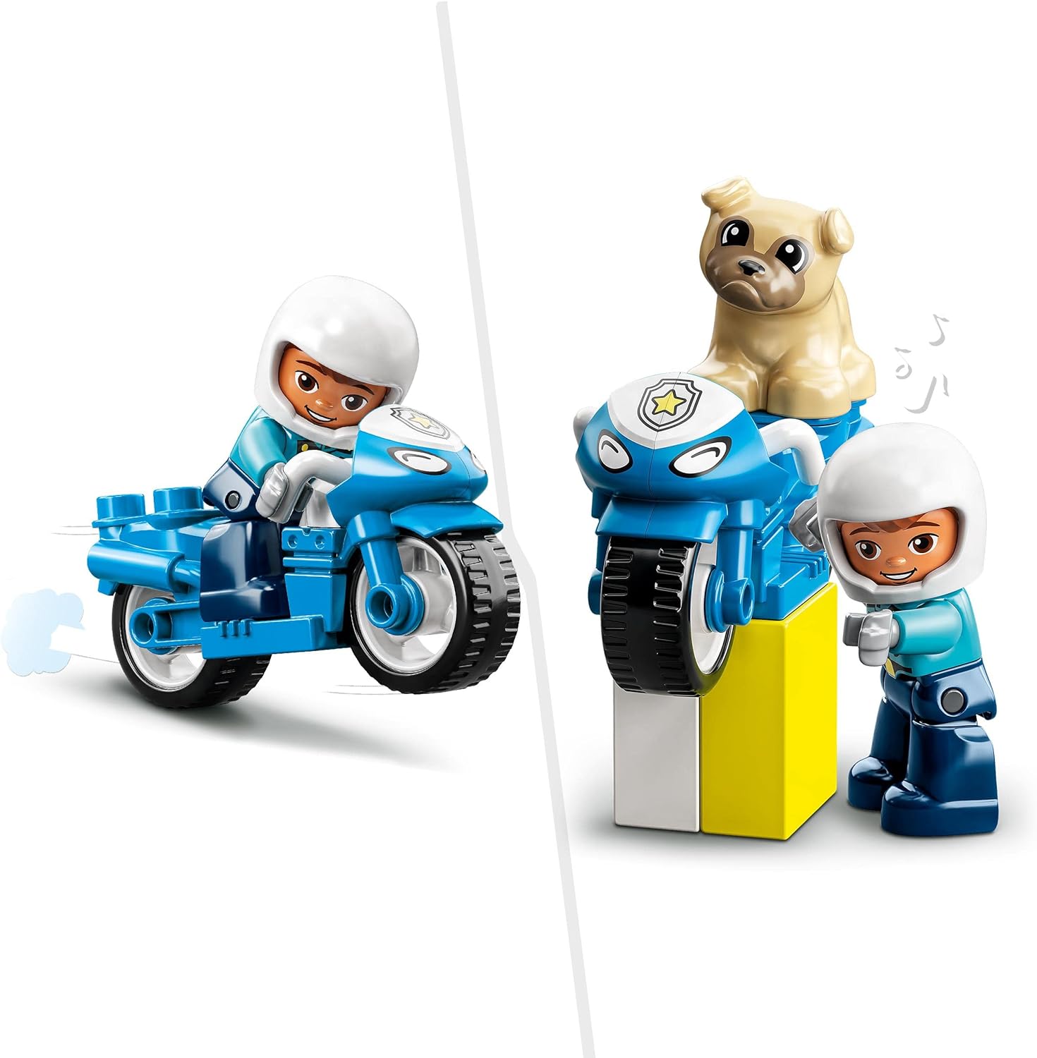 LEGO 10967 DUPLO Town Rescue Police Motorcycle Toy for Toddlers, Boys & Girls 2 Plus Years Old, with Police Officer and Dog Figure, Early Development Toys