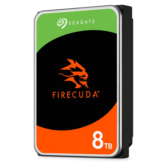 Seagate FireCuda HDD, 8 TB, Internal Hard Drive HDD - 3.5 Inch CMR SATA 6 Gb/s 7,200 RPM 256 MB Cache 300 TB/year, 3 year Rescue Services (ST8000DXA01