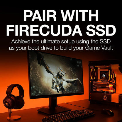 Seagate FireCuda HDD, 8 TB, Internal Hard Drive HDD - 3.5 Inch CMR SATA 6 Gb/s 7,200 RPM 256 MB Cache 300 TB/year, 3 year Rescue Services (ST8000DXA01