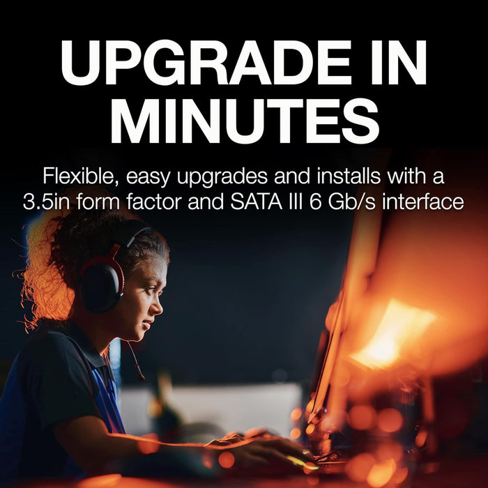 Seagate FireCuda HDD, 8 TB, Internal Hard Drive HDD - 3.5 Inch CMR SATA 6 Gb/s 7,200 RPM 256 MB Cache 300 TB/year, 3 year Rescue Services (ST8000DXA01