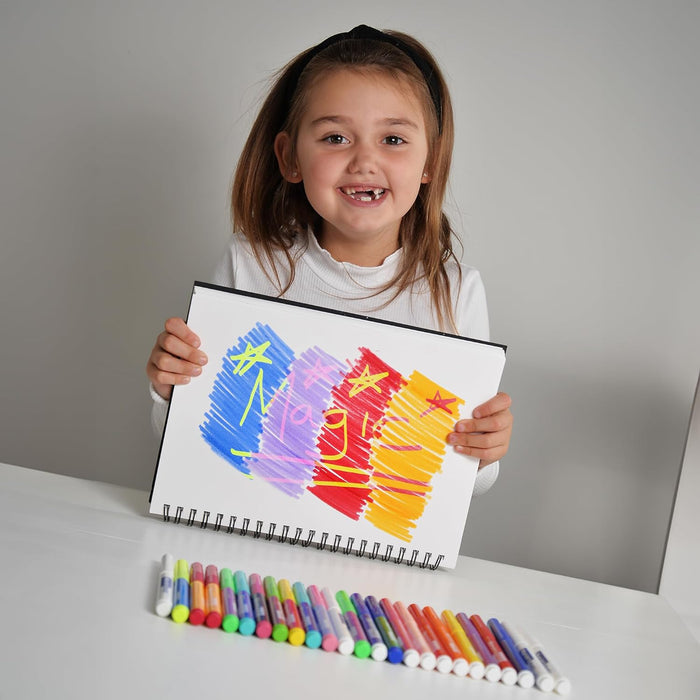 Marvin's Magic - Amazing Magic Pens - Colour Changing Magic Colouring Pens Set - Create 3D Lettering or Write Secret Messages - Magical Art Supplies - 25 Magical Coloured Pens