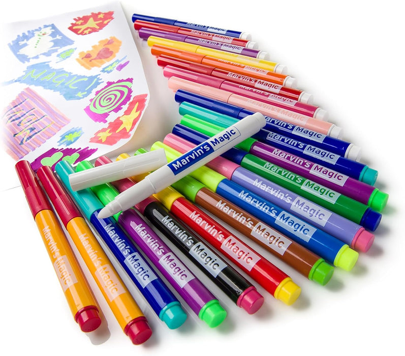 Marvin's Magic - Amazing Magic Pens - Colour Changing Magic Colouring Pens Set - Create 3D Lettering or Write Secret Messages - Magical Art Supplies - 25 Magical Coloured Pens