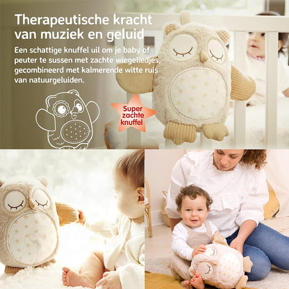 Cloud b Soothing Sound Machine | Cuddly Stuffed Animal | 4 White Noise and 4 Lullabies | Auto-Shutoff | Sound Sensor | Nighty Night Owl Smart Sensor