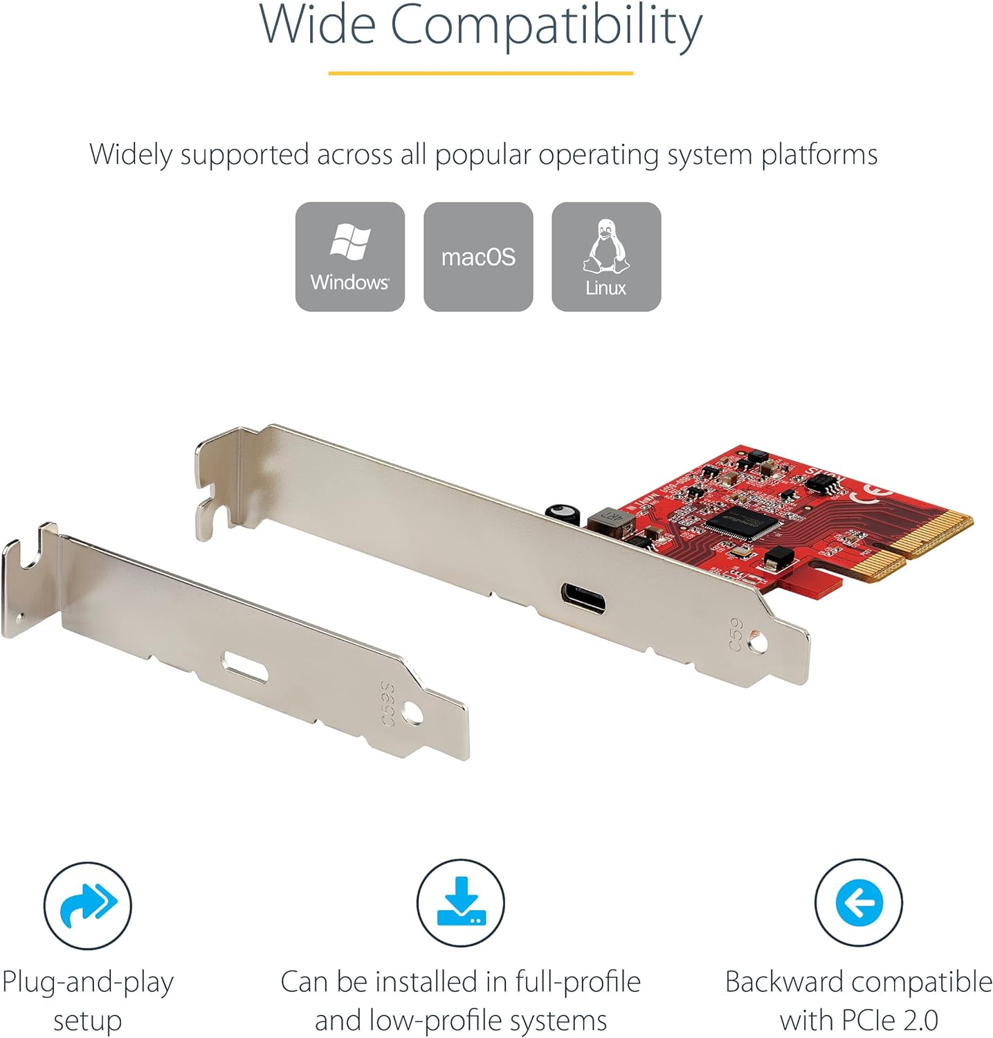 StarTech.com 1-Port USB 3.2 Gen 2x2 PCIe Card - USB-C SuperSpeed 20Gbps PCI Express 3.0 x4 Host Controller Card - USB Type-C PCIe Add-On Adapter Card - Expansion Card - Windows & Linux (PEXUSB321C