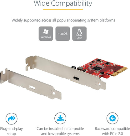 StarTech.com 1-Port USB 3.2 Gen 2x2 PCIe Card - USB-C SuperSpeed 20Gbps PCI Express 3.0 x4 Host Controller Card - USB Type-C PCIe Add-On Adapter Card - Expansion Card - Windows & Linux (PEXUSB321C