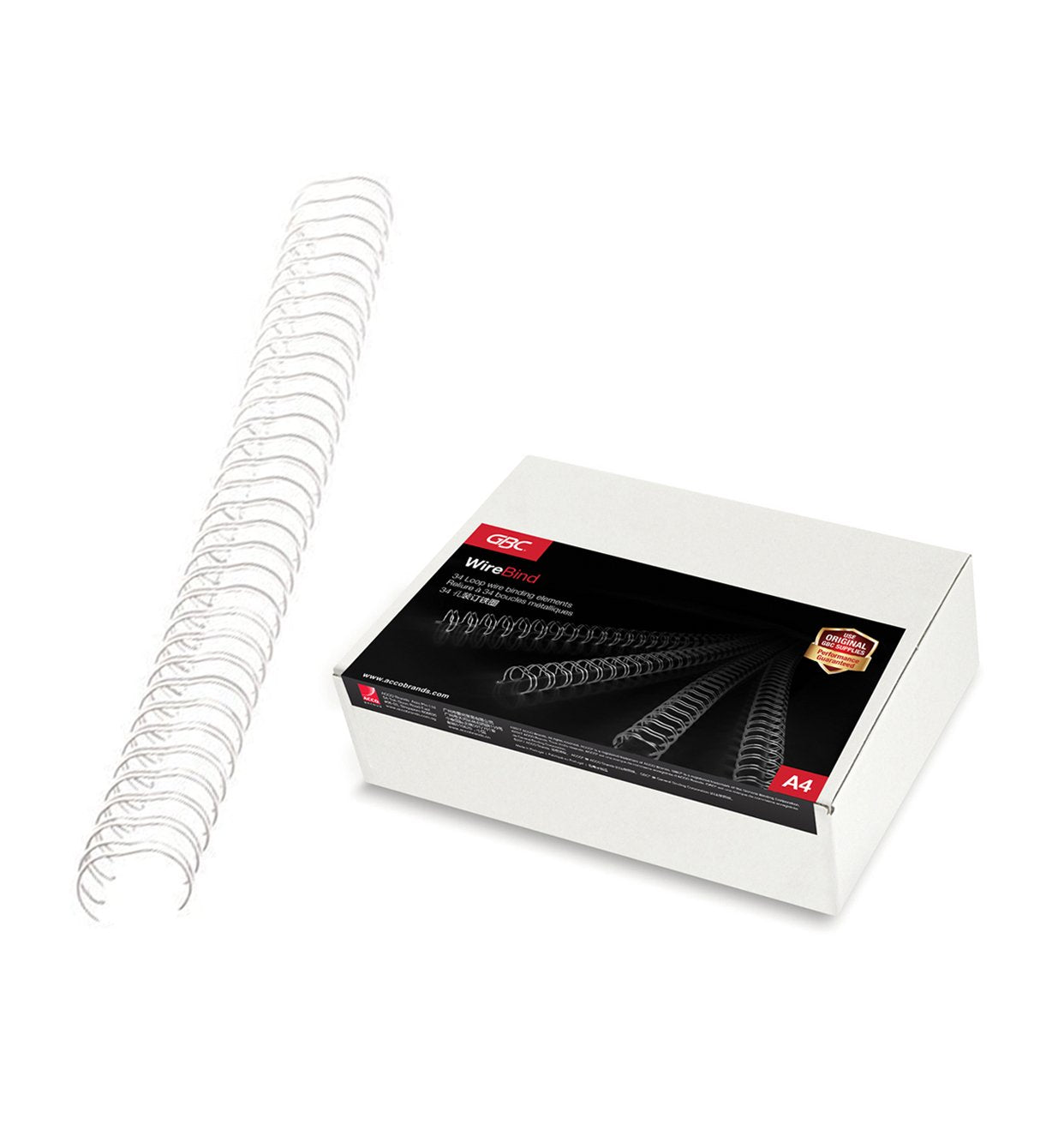 GBC WireBind Binding Wires, 8 mm, 70 Sheet Capacity, A4, White, Pack of 100, RG810570