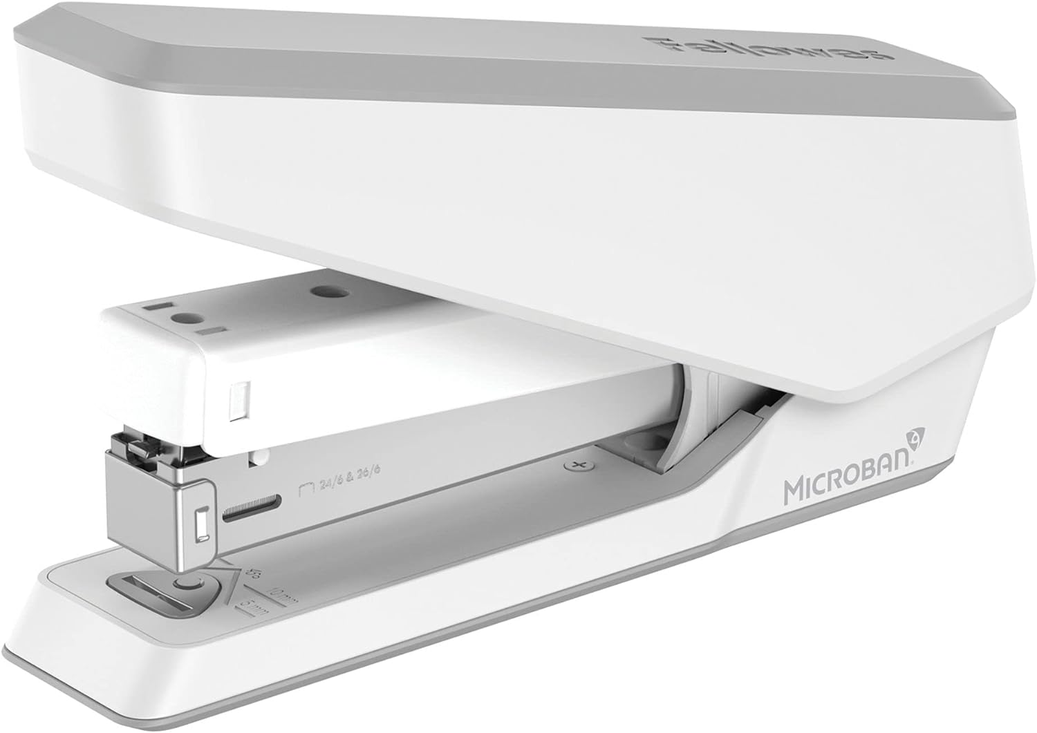 Fellowes Jam Free Stapler, 25 Sheet Capacity - LX850 Easy-Press Full Strip Antibacterial Manual Stapler – Uses Both 24/6mm and 26/6mm Staples – Includes a Box of 5000 26/6mm Full Strip Staples