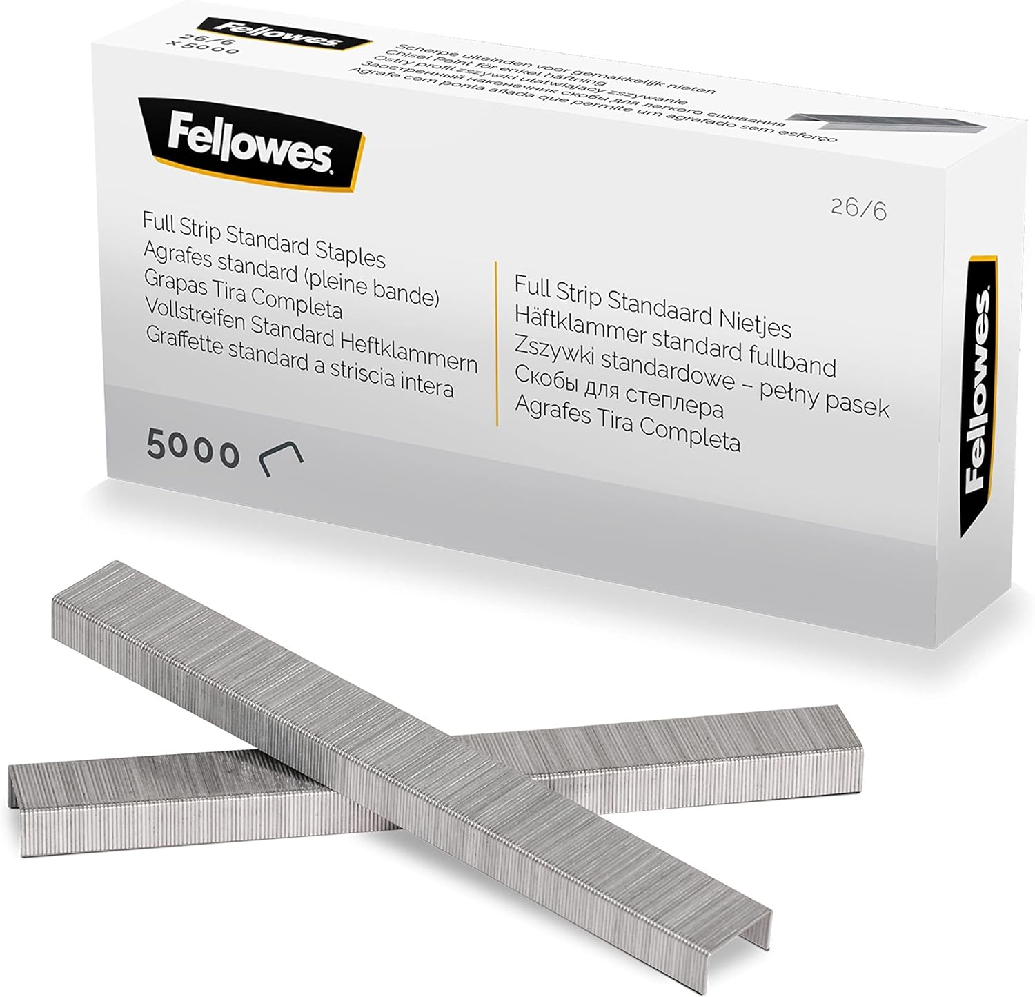 Fellowes Jam Free Stapler, 25 Sheet Capacity - LX850 Easy-Press Full Strip Antibacterial Manual Stapler – Uses Both 24/6mm and 26/6mm Staples – Includes a Box of 5000 26/6mm Full Strip Staples