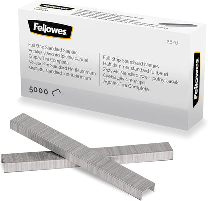 Fellowes Jam Free Stapler, 25 Sheet Capacity - LX850 Easy-Press Full Strip Antibacterial Manual Stapler – Uses Both 24/6mm and 26/6mm Staples – Includes a Box of 5000 26/6mm Full Strip Staples