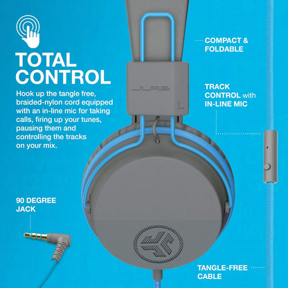 JLab JBuddies Studio Kids Headphones Wired - On-Ear Childrens Headphones for Boys & Girls, Volume Limited Kids Earphones with Microphone, Noise Isolation, Adjustable Child Headphones