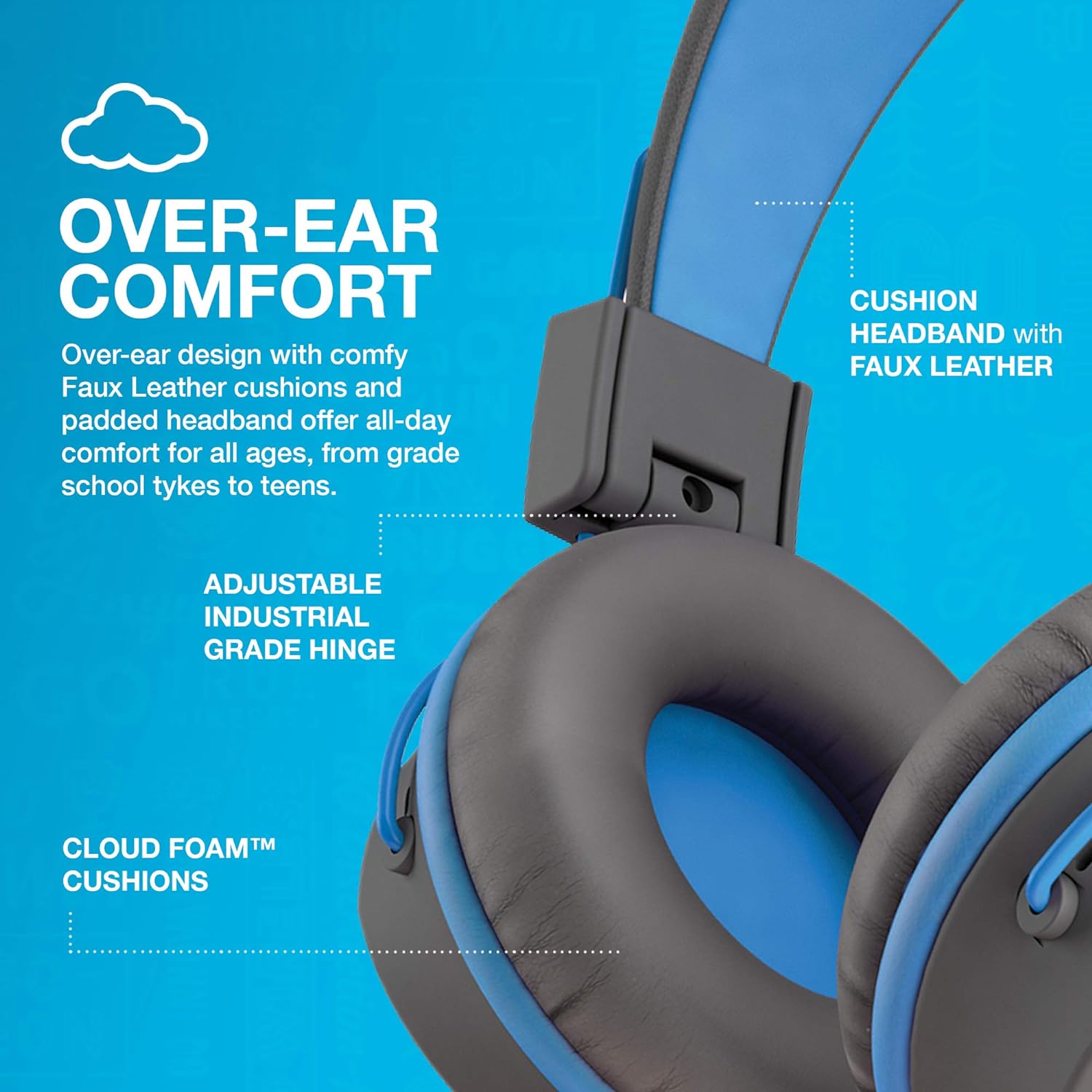 JLab JBuddies Studio Kids Headphones Wired - On-Ear Childrens Headphones for Boys & Girls, Volume Limited Kids Earphones with Microphone, Noise Isolation, Adjustable Child Headphones