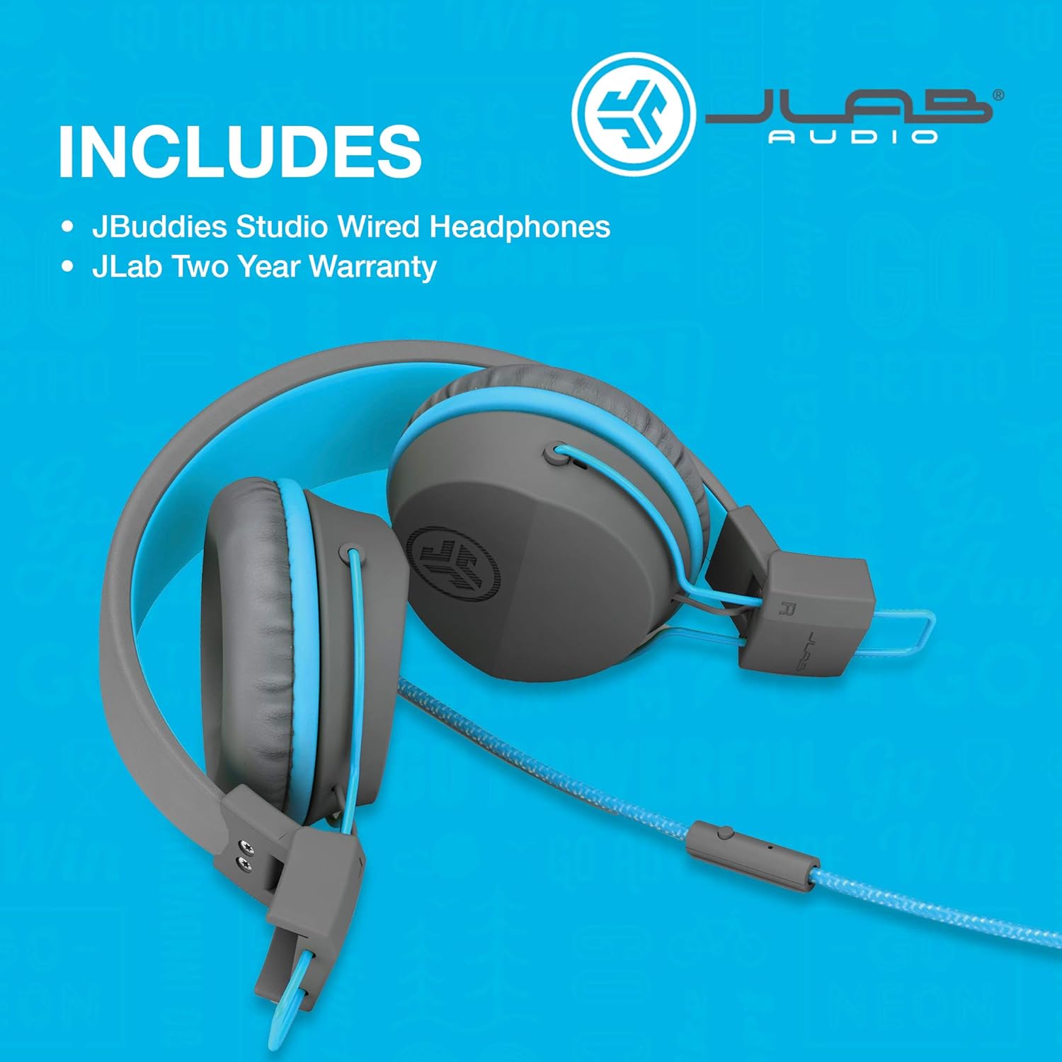 JLab JBuddies Studio Kids Headphones Wired - On-Ear Childrens Headphones for Boys & Girls, Volume Limited Kids Earphones with Microphone, Noise Isolation, Adjustable Child Headphones