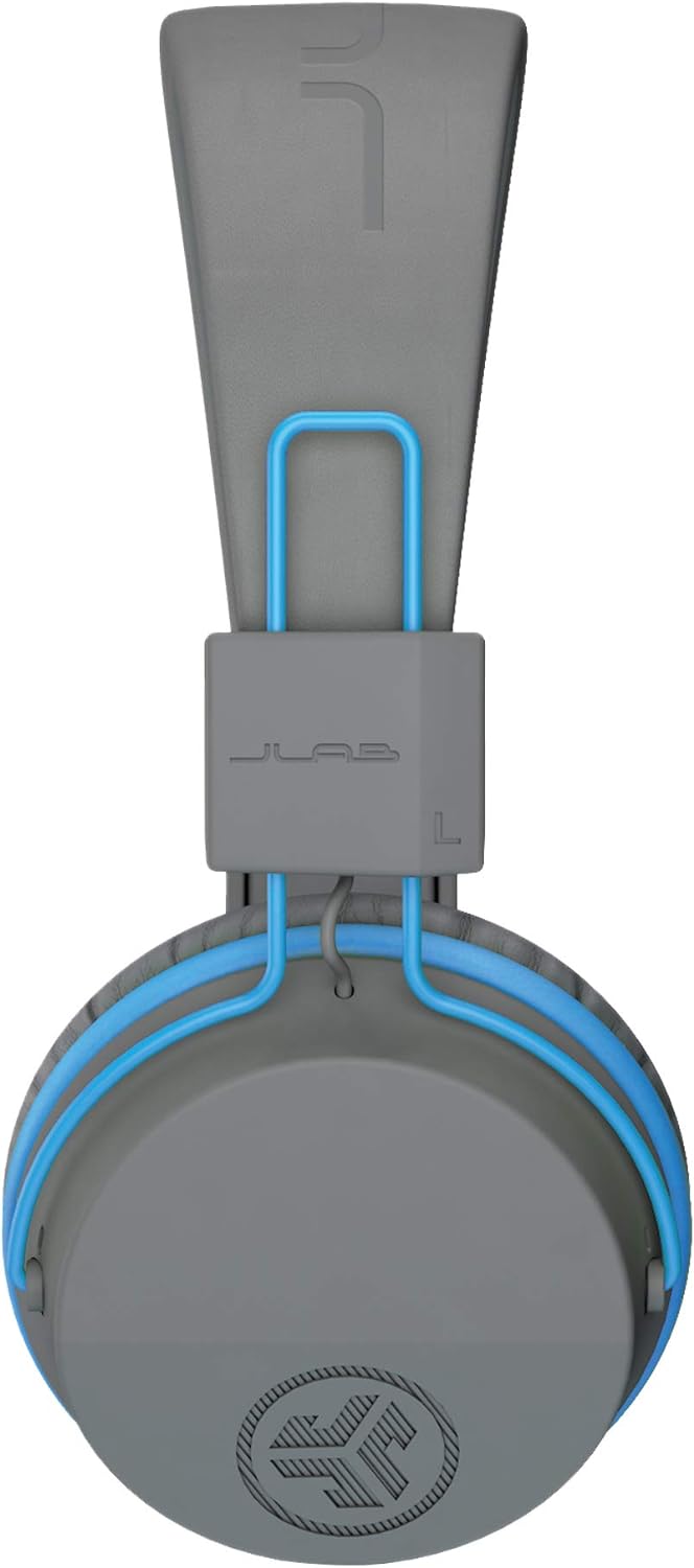 JLab JBuddies Studio Kids Headphones Wireless - Bluetooth Headphones Kids for Boys & Girls, Volume Limited Childrens Earphones with Mic, 24+ Hr Playtime, Noise Isolation, Sharing & Wired Mode, Blue Gray / Blue