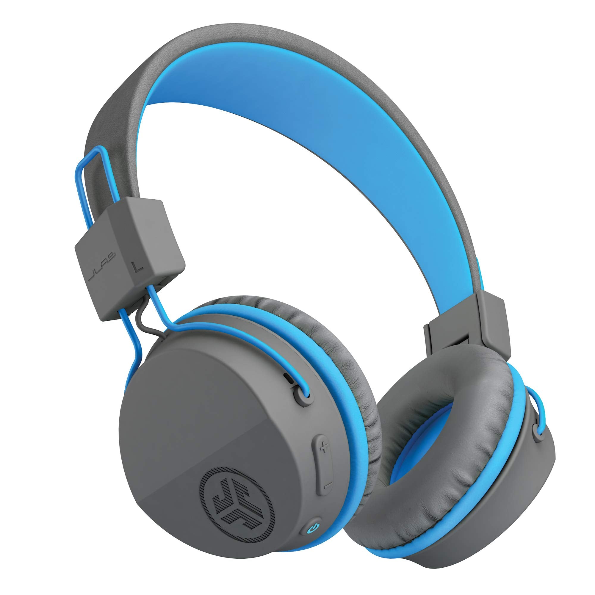 JLab JBuddies Studio Kids Headphones Wireless - Bluetooth Headphones Kids for Boys & Girls, Volume Limited Childrens Earphones with Mic, 24+ Hr Playtime, Noise Isolation, Sharing & Wired Mode, Blue Gray / Blue