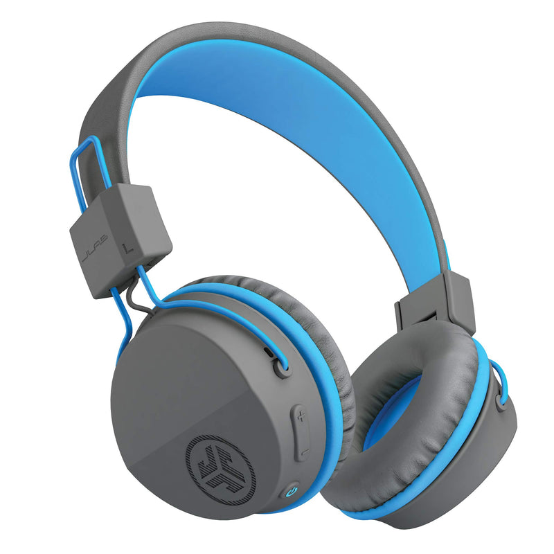 JLab JBuddies Studio Kids Headphones Wireless - Bluetooth Headphones Kids for Boys & Girls, Volume Limited Childrens Earphones with Mic, 24+ Hr Playtime, Noise Isolation, Sharing & Wired Mode, Blue Gray / Blue