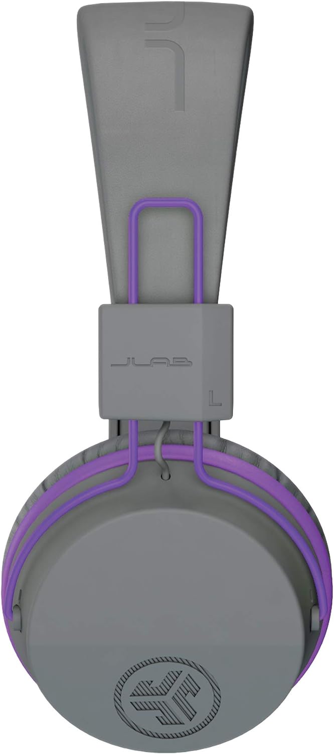 JLab JBuddies Studio Kids Headphones Wireless - Bluetooth Headphones Kids for Girls & Boys, Volume Limited Childrens Earphones with Mic, 24+ Hr Playtime, Noise Isolation, Sharing & Wired Mode, Purple Gray / Purple