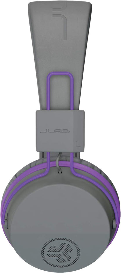 JLab JBuddies Studio Kids Headphones Wireless - Bluetooth Headphones Kids for Girls & Boys, Volume Limited Childrens Earphones with Mic, 24+ Hr Playtime, Noise Isolation, Sharing & Wired Mode, Purple Gray / Purple