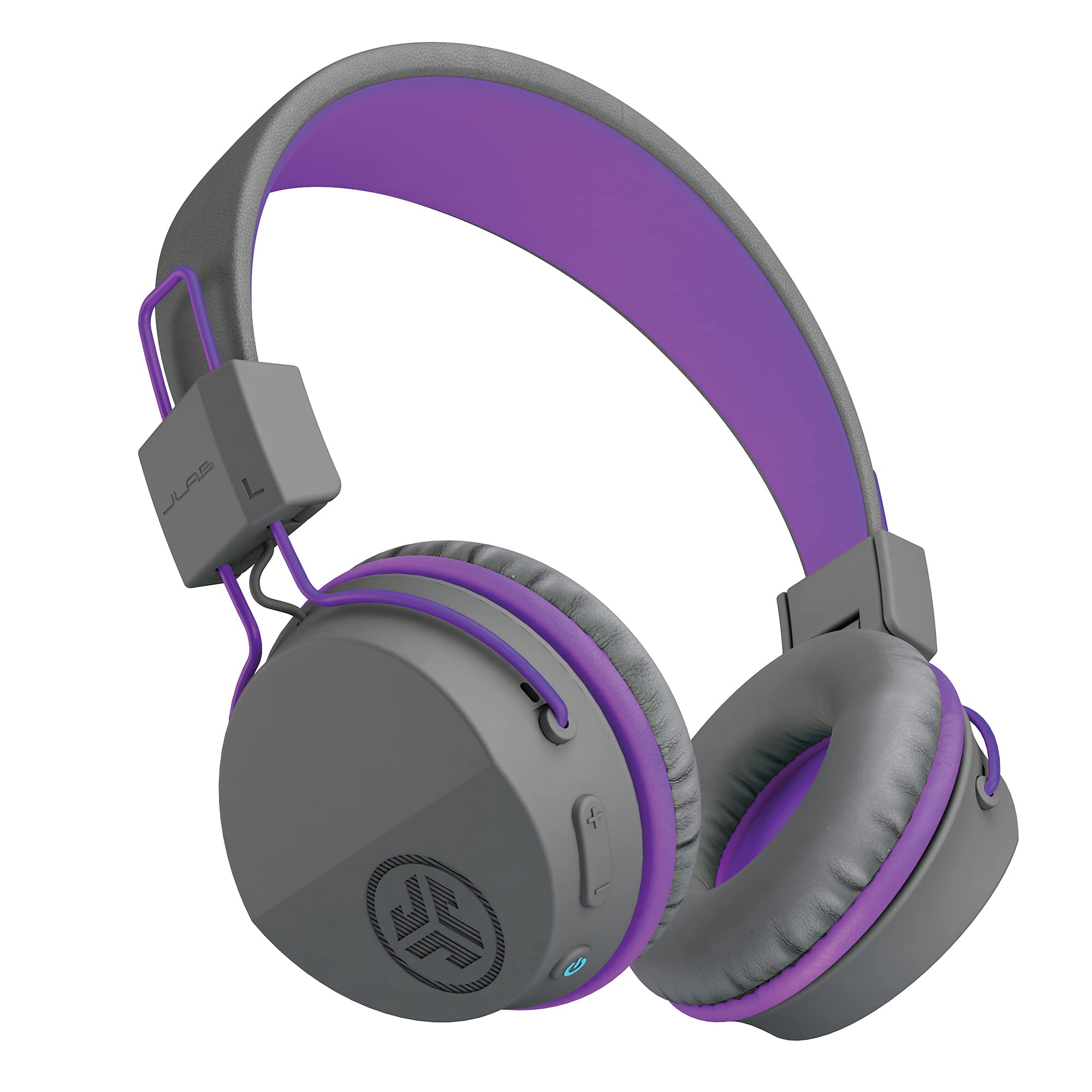 JLab JBuddies Studio Kids Headphones Wireless - Bluetooth Headphones Kids for Girls & Boys, Volume Limited Childrens Earphones with Mic, 24+ Hr Playtime, Noise Isolation, Sharing & Wired Mode, Purple Gray / Purple