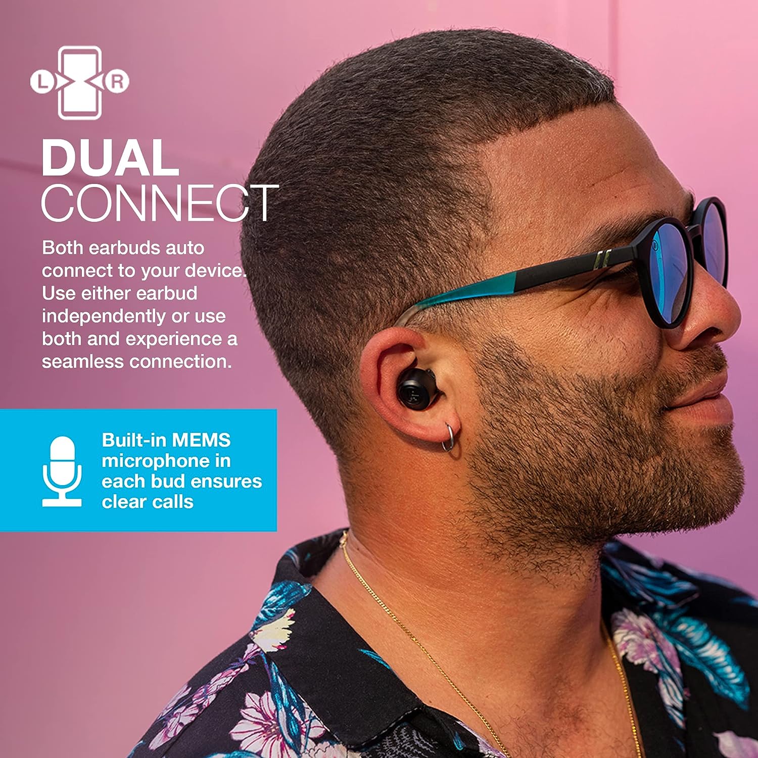JLab Go Air Pop True Wireless Earbuds, Headphones In Ear, Bluetooth Earphones with Microphone, Wireless Ear Buds, TWS Bluetooth Earbuds with Mic, USB Charging Case, Dual Connect, EQ3 Sound