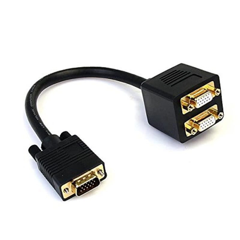 StarTech.com Cable de 30cm Duplicador Divisor de Vídeo VGA de 2 Puertos Salidas Compacto - Bifurcador - Adaptador para Cable (VGA, 2xVGA, Macho/Hembra, Negro, 0,3m, 145g
