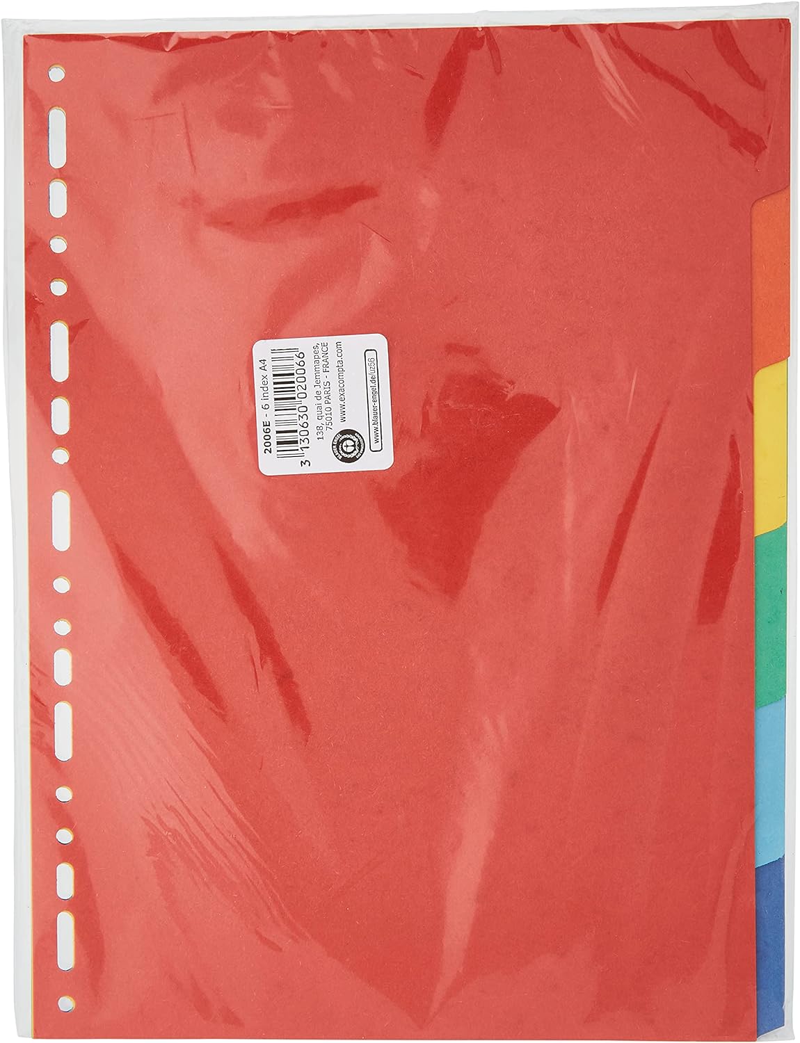 Exacompta - Ref 2006E - Forever Collection - 100% Recycled Dividers - Suitable for A4 Documents, 220gsm 100% Recycled Card, 6 Position - Multicoloured