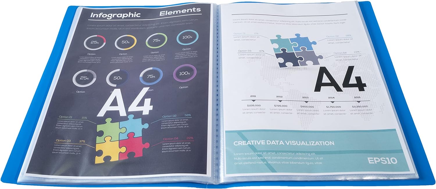 Exacompta - Ref 8522E - Soft PP Display Book - Suitable for A4 Documents, Made from Polypropylene, Lightweight, 20 Pockets, 40 Viewing Pages - Blue Cover