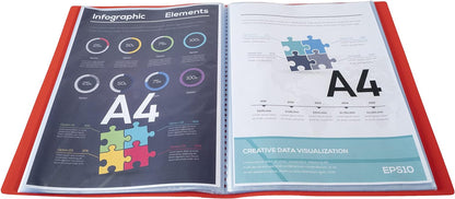 Exacompta - Ref 8525E - Soft PP Display Book - Suitable for A4 Documents, Made from Polypropylene, Lightweight, 20 Pockets, 40 Viewing Pages - Red Cover