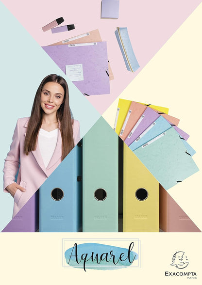 Exacompta - ref. 54568E - 1 Aquarel rigid binder - 2 D-rings of 25 mm - Spine 40 mm - External dimensions: 31.5 x 30 cm - Format to file A4 - Colour: