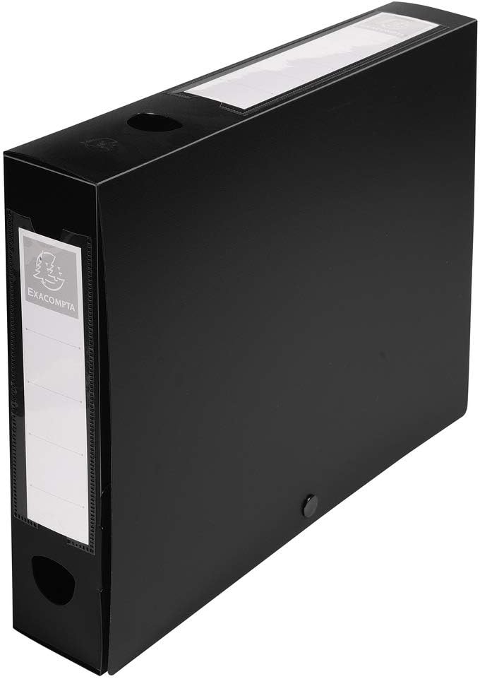 Exacompta - Ref 59631E - Plastic Filing Box - 250 x 330mm in Size, Suitable for Holding A4 Documents, 6cm Spine, 2 x Spine Labels & 2 x Finger Holes