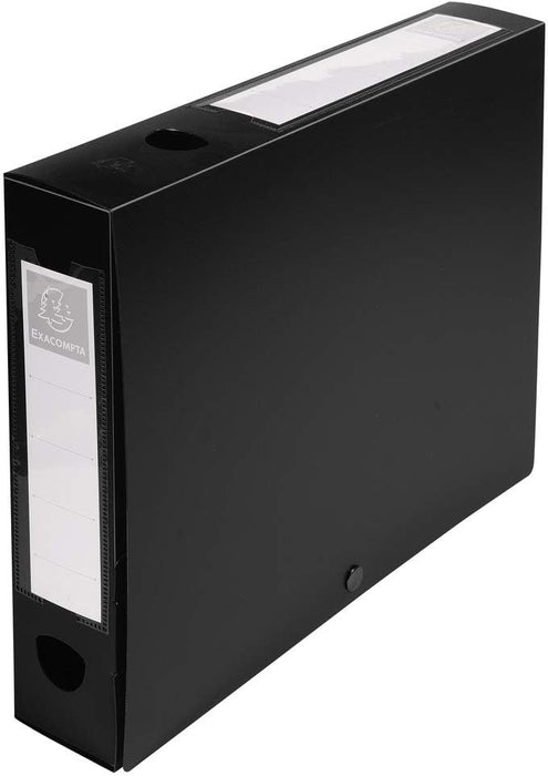 Exacompta - Ref 59631E - Plastic Filing Box - 250 x 330mm in Size, Suitable for Holding A4 Documents, 6cm Spine, 2 x Spine Labels & 2 x Finger Holes