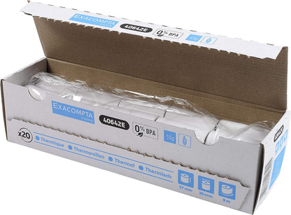 Exacompta - Ref. 40642E - Pack of 20 rolls for bank card tickets 57x30 mm - 1 thermal ply 55g/m2 BPA free. - Yardage (+ or - 2m): 9 m
