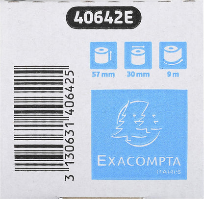 Exacompta - Ref. 40642E - Pack of 20 rolls for bank card tickets 57x30 mm - 1 thermal ply 55g/m2 BPA free. - Yardage (+ or - 2m): 9 m