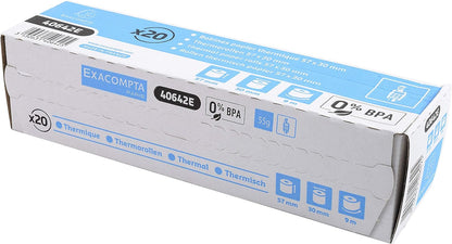 Exacompta - Ref. 40642E - Pack of 20 rolls for bank card tickets 57x30 mm - 1 thermal ply 55g/m2 BPA free. - Yardage (+ or - 2m): 9 m
