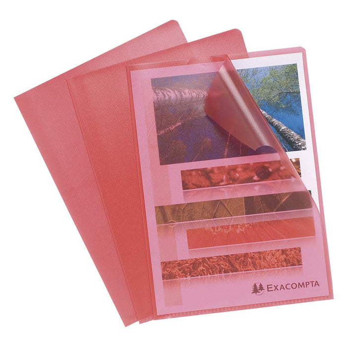 Exacompta - Ref 56115E - Grained PP Cut Flush Folder - Suitable for A4 Documents, 0.1mm Polypropylene, Top-Right Opening, Cut Out For Easy Opening - Red (Bag of 10