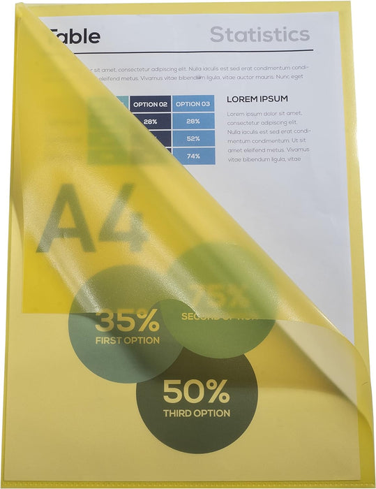 Exacompta - Ref 56116E - Grained PP Cut Flush Folder - Suitable for A4 Documents, 0.1mm Polypropylene, Top-Right Opening, Cut Out For Easy Opening - Yellow (Bag of 10