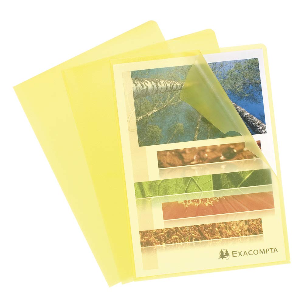 Exacompta - Ref 56116E - Grained PP Cut Flush Folder - Suitable for A4 Documents, 0.1mm Polypropylene, Top-Right Opening, Cut Out For Easy Opening - Yellow (Bag of 10