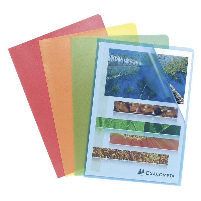 Exacompta - Ref 56119E - Grained PP Cut Flush Folder - Suitable for A4 Documents, 0.1mm Polypropylene, Top-Right Opening, Cut Out For Easy Opening - Assorted Colours (Bag of 10) Pack of 10 Grained Assorted