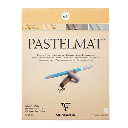 Clairefontaine - Ref 96017C - Pastelmat Pastel Card Pad No.1 (12 Sheets) - 360gsm Card - 24 x 30cm - Assorted Colours - Specially Formulated For Use With Pastels