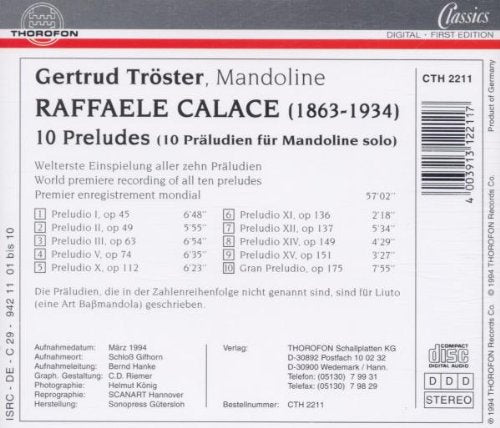Romantic Mandolin of Raffaele Calace / 10 Preludes